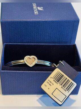 Swarovski Crystal Cupid 3-in-1 Rhodium&Rose Gold Plated Bangle NWT Sz Med